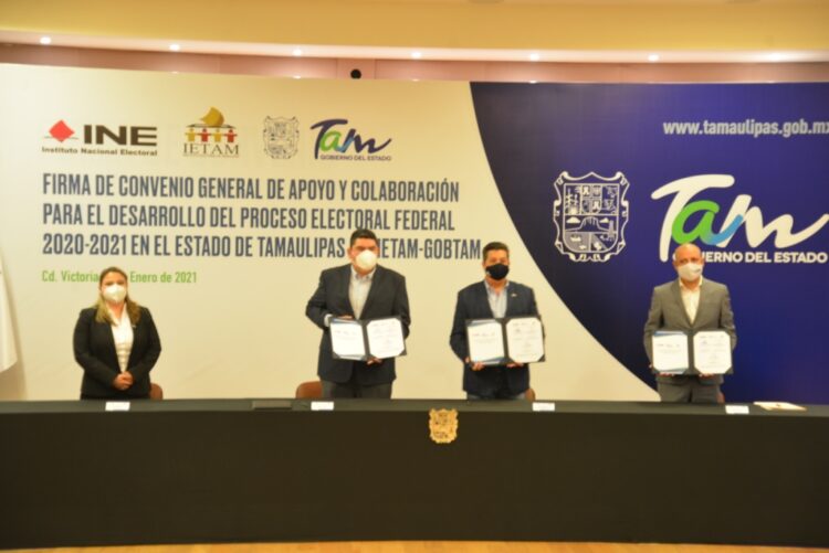 Firman gobierno de Tamaulipas y órganos electorales colaboración para las elecciones