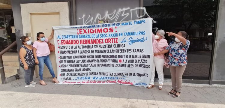 Protestan enfermeras contra el sindicato del ISSSTE en Tamaulipas
