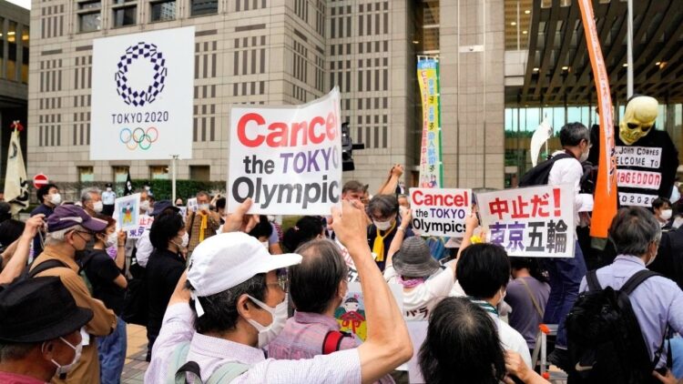 Protestan contra Juegos Olimpicos en Tokio