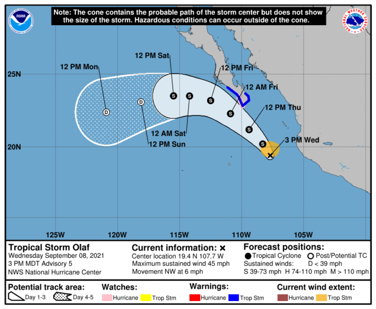 Tormenta Olaf sería huracán, afectará Baja California Sur 