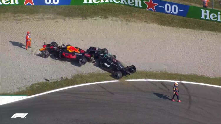 Terrible accidente  de Hamilton y Verstappen en el Gran Premio de Italia