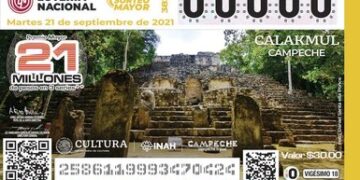 Con la emisión del billete del Sorteo Mayor No. 3820, la Lotería Nacional difunde la Zona Arqueológica de Calakmul, ubicada en Campeche.