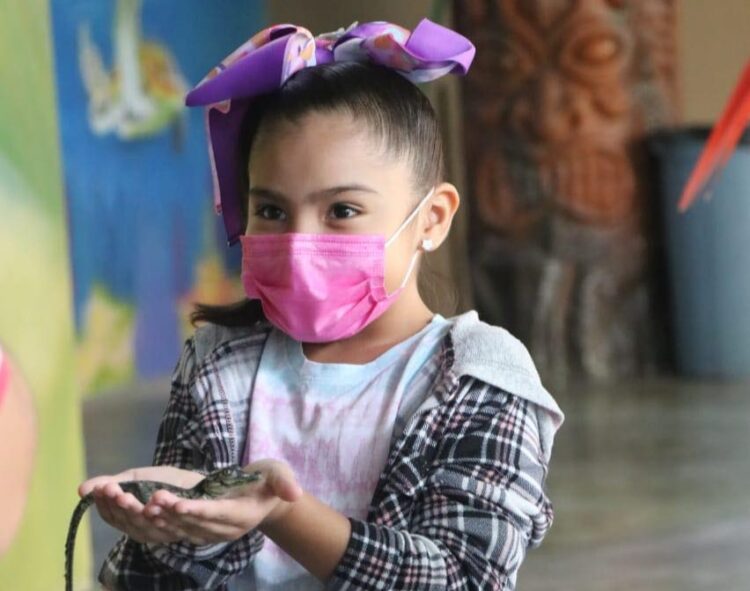 En un zoológico de Tamaulipas, niños juegan con animales exóticos