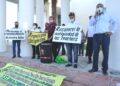Llevan «Teachers» su protesta al Congreso de Tamaulipas