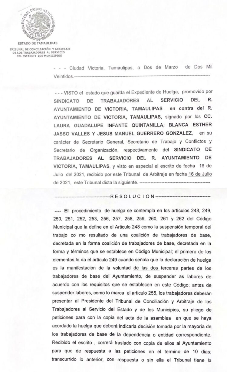Improcedente emplazamiento a huelga del Sindicato del Ayuntamiento de Victoria