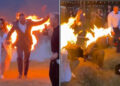 Pareja se prende en fuego en su boda intencionalmente