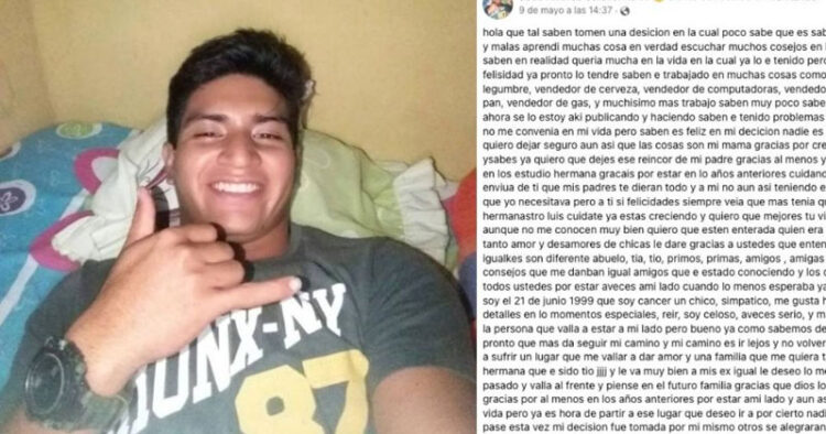 Joven deja desgarradora despedida en Facebook antes de tomar veneno