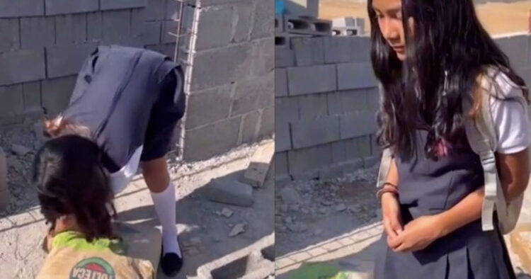 Joven no quiere estudiar para ser influencer y su papá la lleva a trabajar como albañil
