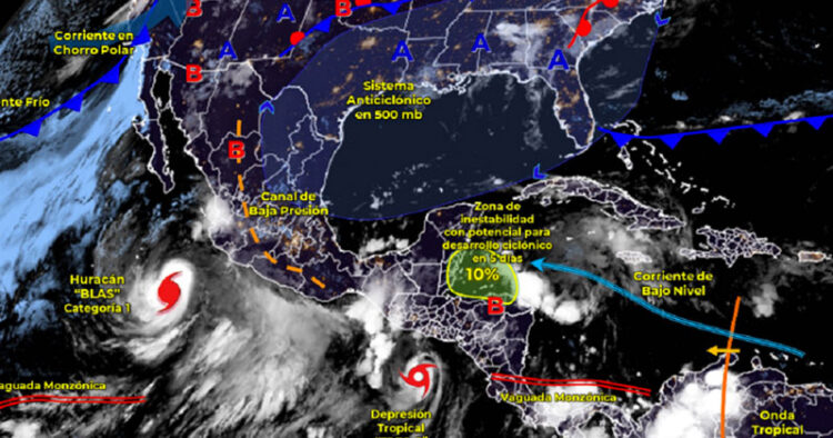 Huracán Blas causaría fuertes  lluvias en estos estados