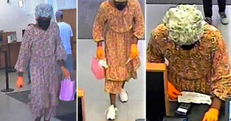 Ladrón se disfraza de abuelita, roba un banco