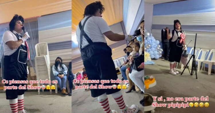 Payaso se equivoca de fiesta y se da cuenta en pleno show