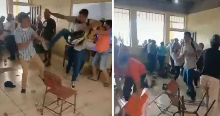 Junta en escuela se sale de control, ‘vuelan’ patadas