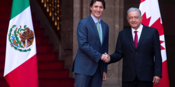 AMLO recibe a Trudeau en Palacio Nacional