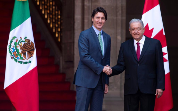 AMLO recibe a Trudeau en Palacio Nacional