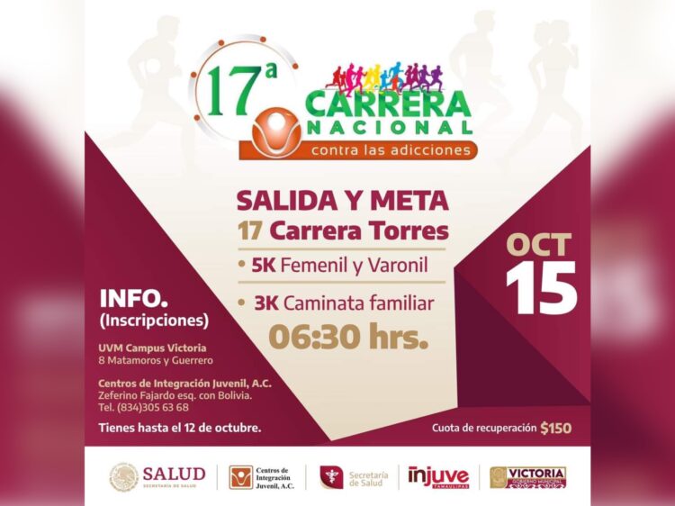 Invitan Municipio y CIJV a participar en carrera contra las adicciones