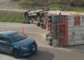 Otro tráiler se accidenta en la Victoria-Tampico, a la altura de González