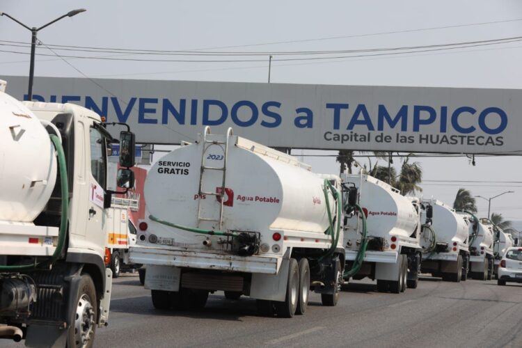 Envía Gobierno de Tamaulipas convoy de pipas con 1 millón de litros de agua para Tampico, Madero y Altamira