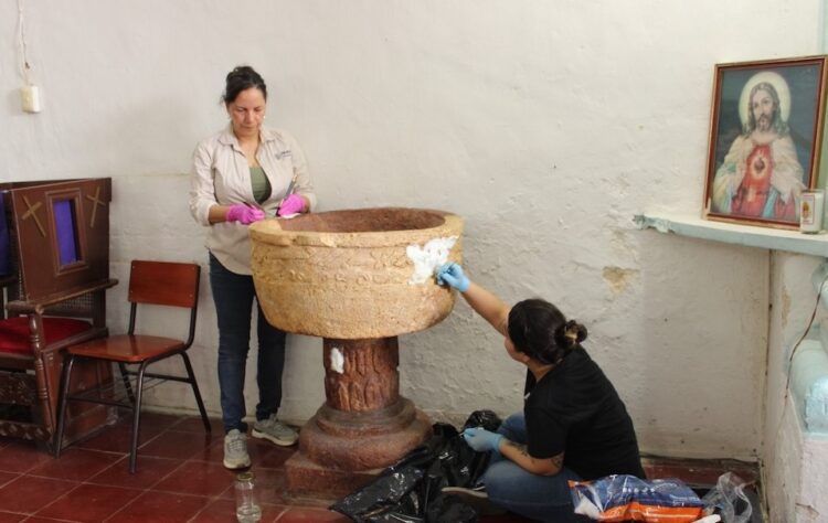 El INAH atiende retablo de la iglesia de la Inmaculada Concepción en Campeche