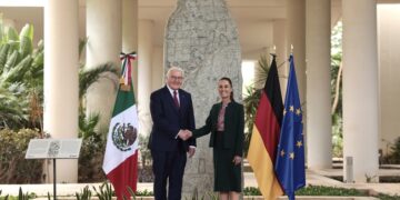 Claudia Sheinbaum recibe al presidente de Alemania en Cancún