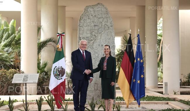 Claudia Sheinbaum recibe al presidente de Alemania en Cancún