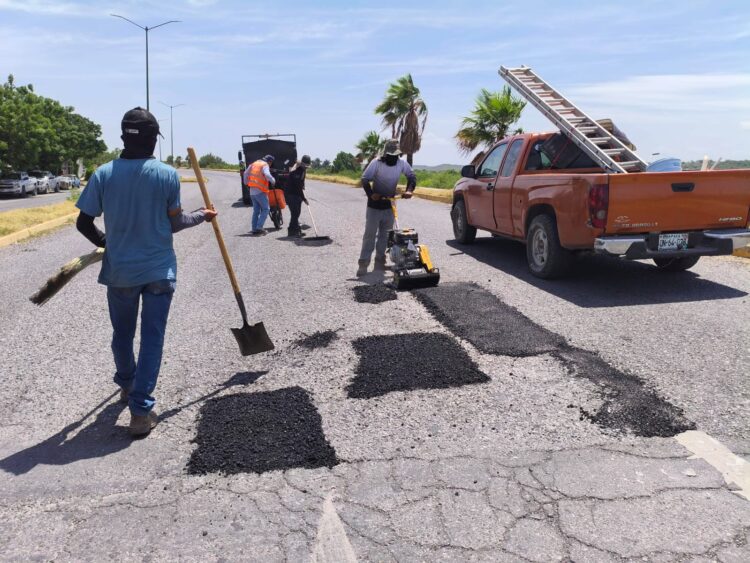Con bacheo, rehabilitan rutas de transporte público en Victoria