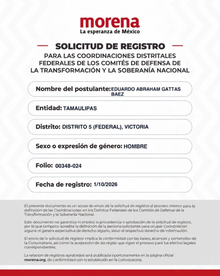 Gattás se registra en Morena y anuncia su regreso a la Alcaldía